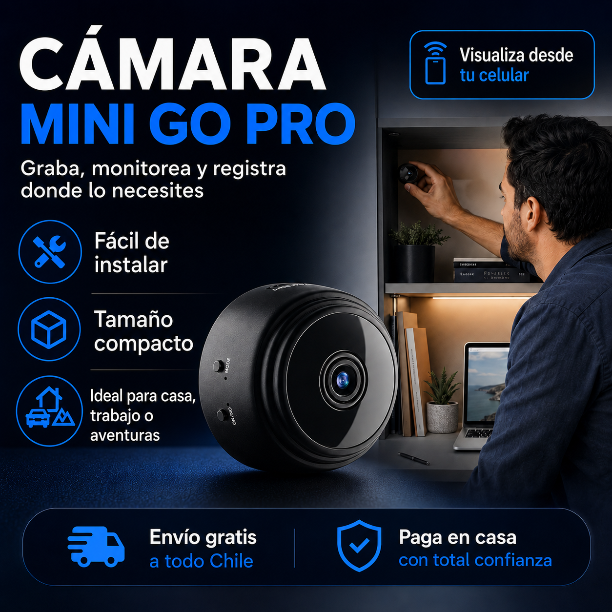 Cámara Mini Go Pro™ – Graba donde lo necesites