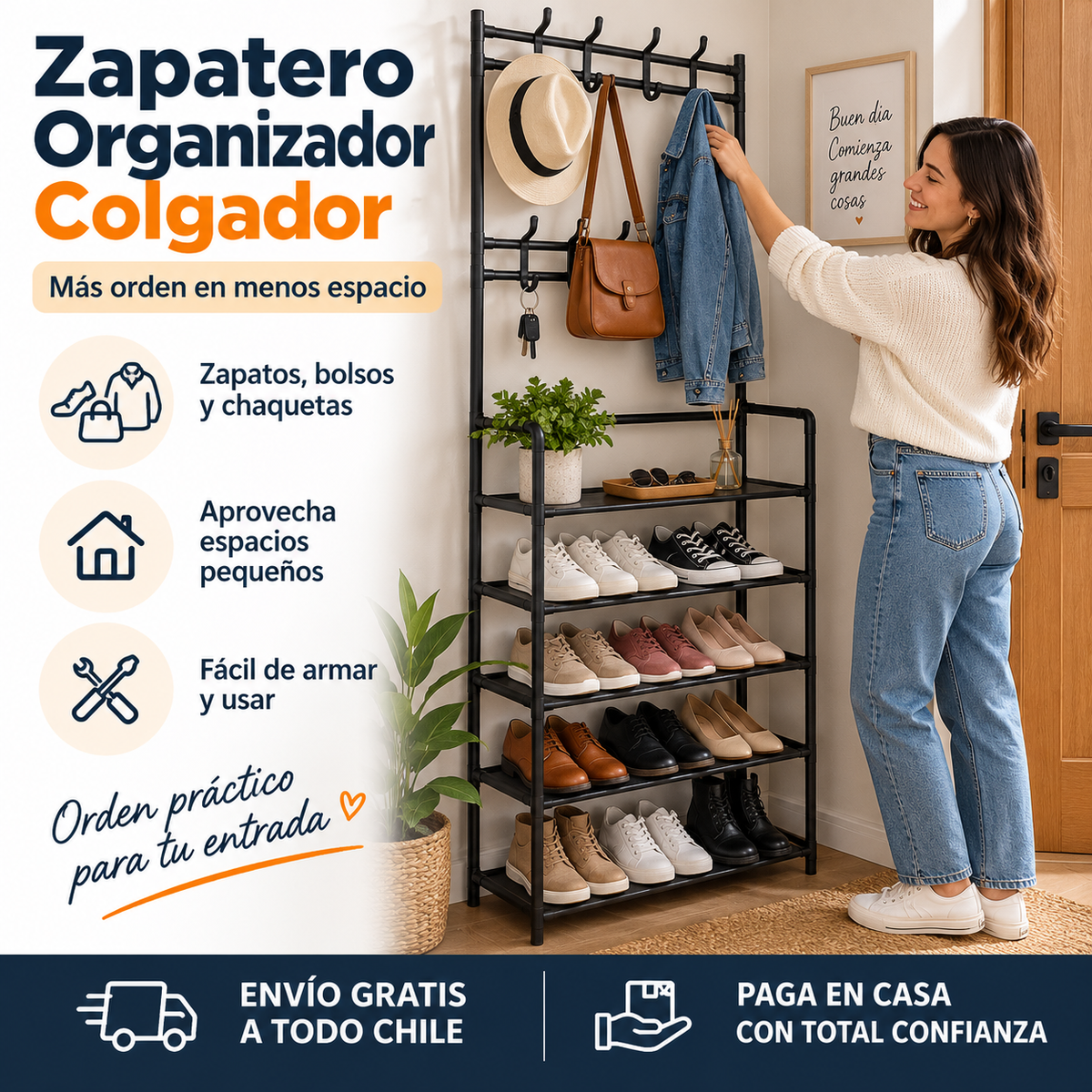 Zapatero Colgador 2 en 1™ – Más orden en menos espacio.