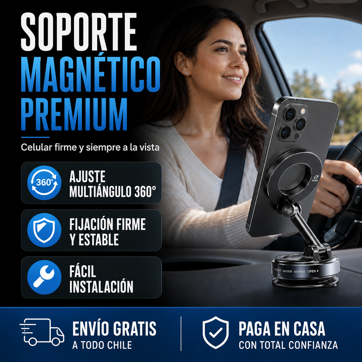 Soporte Magnético Premium para Celular - Celular firme y siempre a la vista