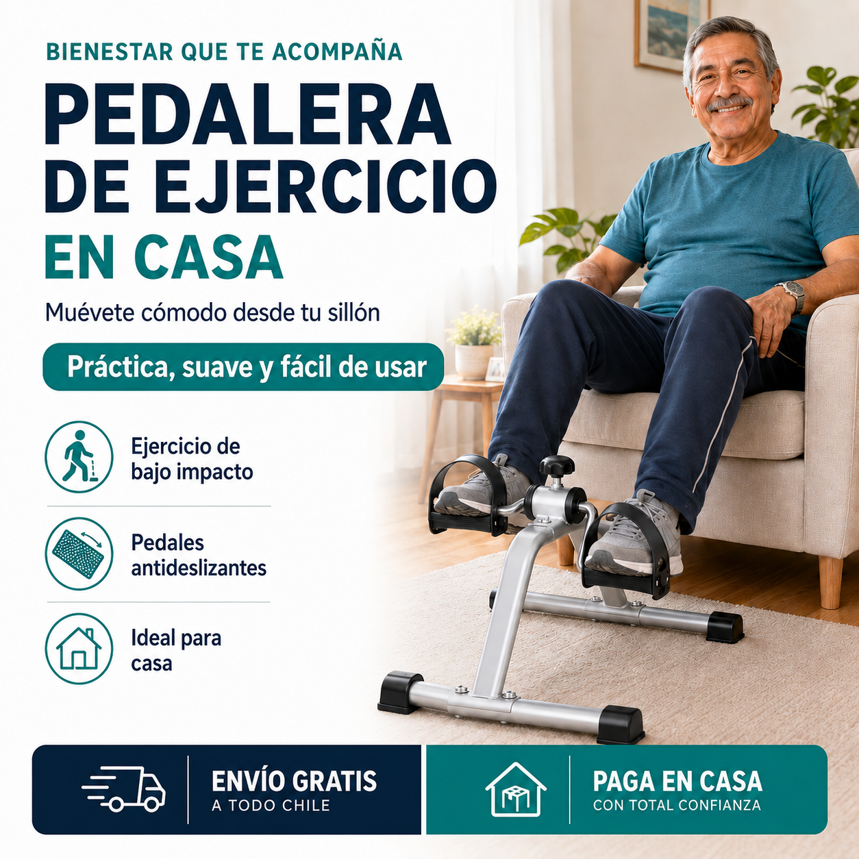 Pedalera de Ejercicio en Casa - Muévete cómodo desde tu sillón