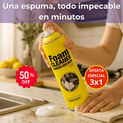 Oferta 3x1 – Espuma Limpiadora Multiuso – Disuelve grasa y manchas – Cocina, auto, zapatillas y sillones limpios en 10 minutos