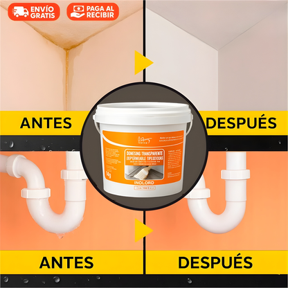 Sellador Adhesivo Transparente 1KG – Repara filtraciones – Hogar seco en minutos sin cambiar el diseño
