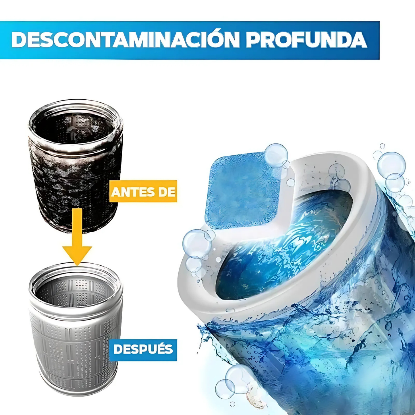 🔥 Pastillas limpiadoras – 5x1 – Higiene profunda – Lavadora fresca en 1 uso