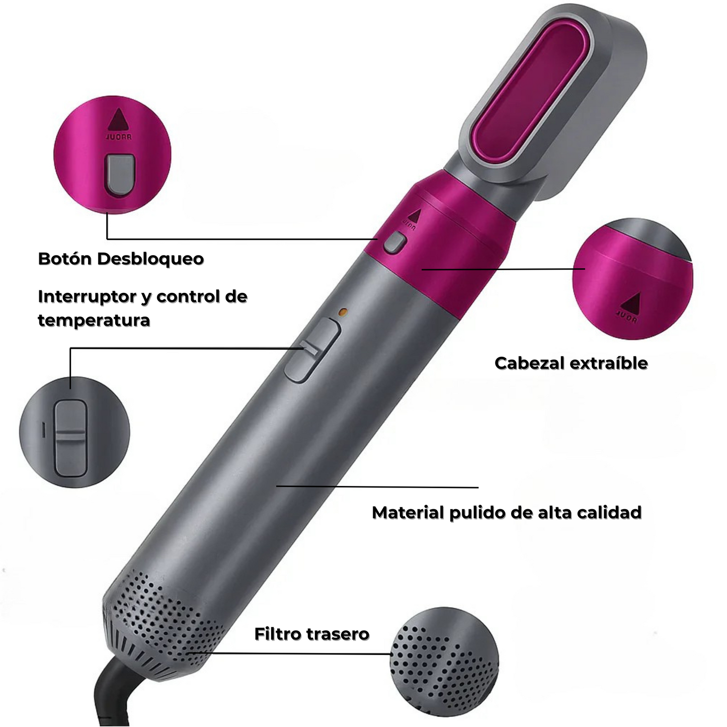 GLAM BRUSH PRO – Cepillo Secador Multifuncional 5 en 1 Profesional