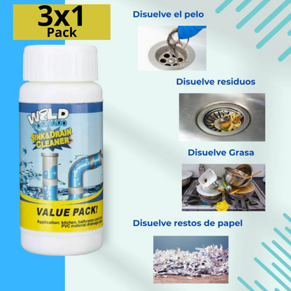 Tripack Polvo Destapa Cañerías – Destapa, Limpia y Previene 🚿