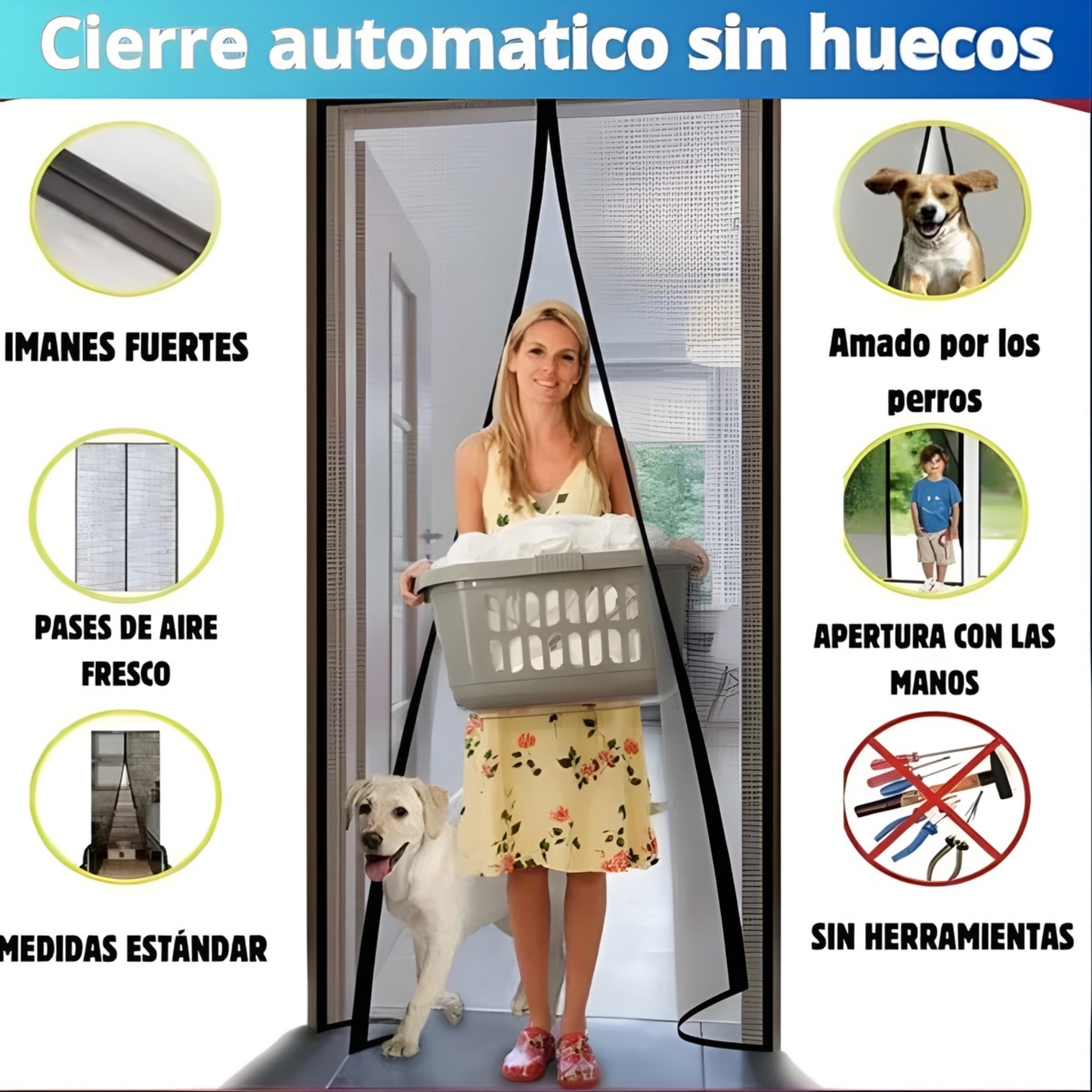 Oferta 2x1 – Malla Anti Mosquitos para Puerta – Cierre Magnético – Casa fresca y sin insectos en minutos