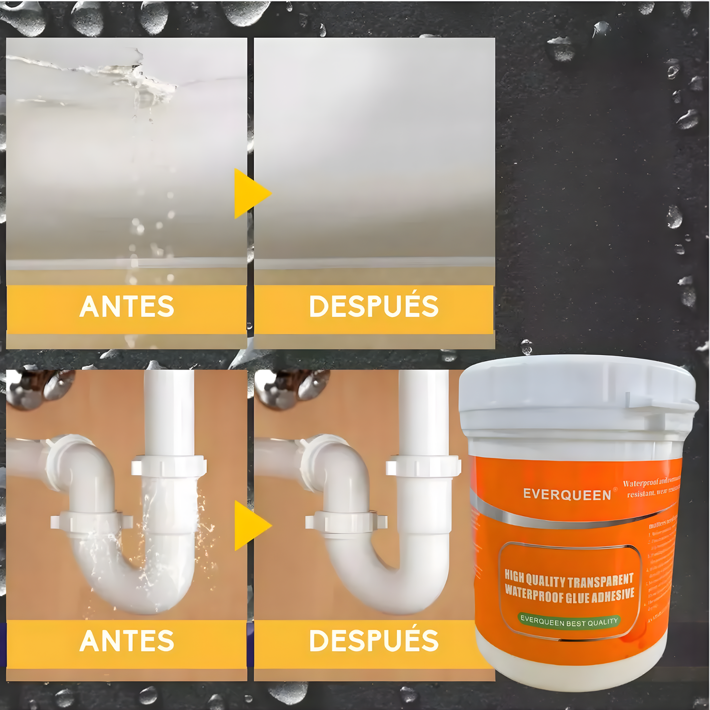 Sellador Adhesivo Transparente 1KG – Repara filtraciones – Hogar seco en minutos sin cambiar el diseño
