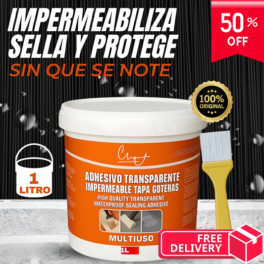 Sellador Adhesivo Transparente 1KG – Repara filtraciones – Hogar seco en minutos sin cambiar el diseño