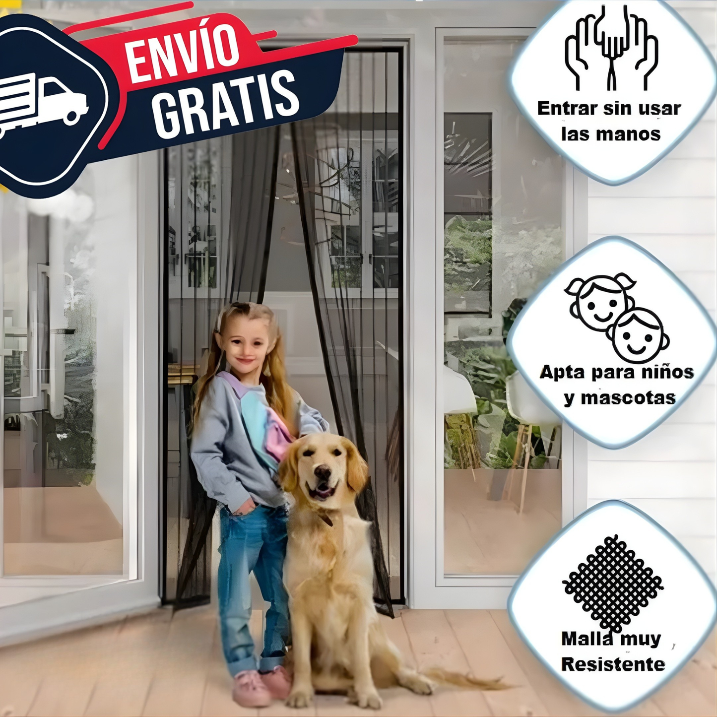 Oferta 2x1 – Malla Anti Mosquitos para Puerta – Cierre Magnético – Casa fresca y sin insectos en minutos