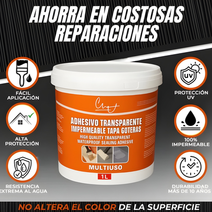 Sellador Adhesivo Transparente 1KG – Repara filtraciones – Hogar seco en minutos sin cambiar el diseño