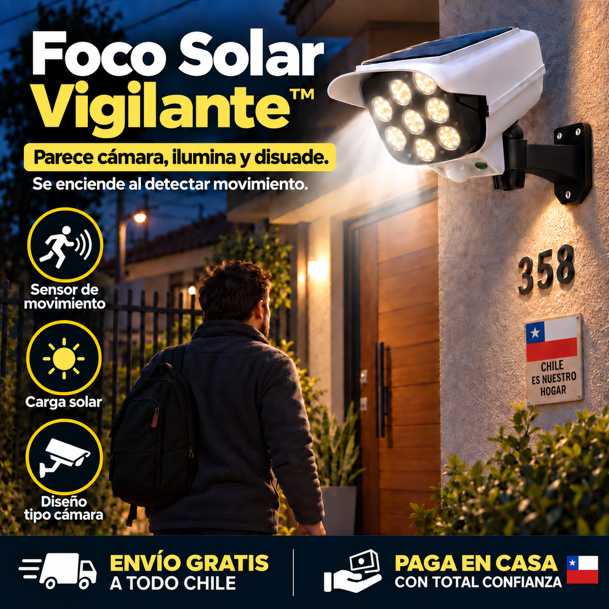 Foco Solar Vigilante™ - Más luz y mayor sensación de seguridad